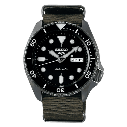 SEIKO 5 FACELIFT ساعة رجالية بمينا سوداء SRPD65K4