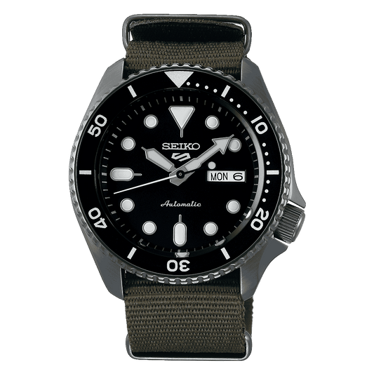 SEIKO 5 FACELIFT ساعة رجالية بمينا سوداء SRPD65K4
