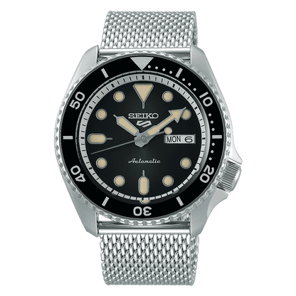 ساعة يد رجالية SEIKO 5 FACELIFT مينا سوداء SRPD73K1