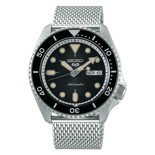 ساعة يد رجالية SEIKO 5 FACELIFT مينا سوداء SRPD73K1