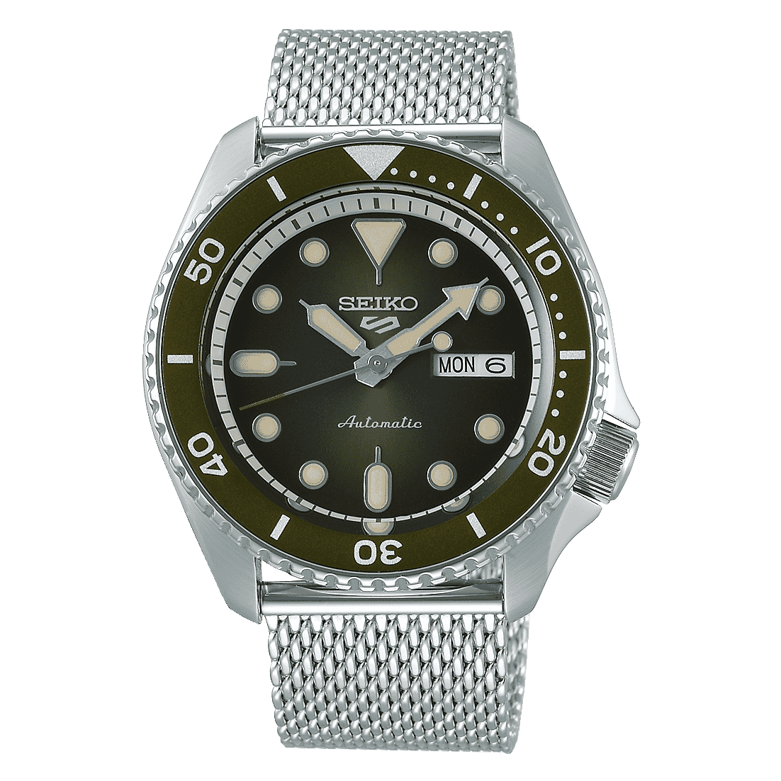 ساعة رجالية SEIKO 5 FACELIFT بمينا أخضر SRPD75K1