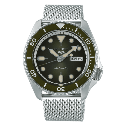 ساعة رجالية SEIKO 5 FACELIFT بمينا أخضر SRPD75K1