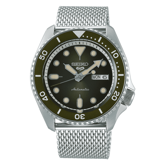 ساعة رجالية SEIKO 5 FACELIFT بمينا أخضر SRPD75K1