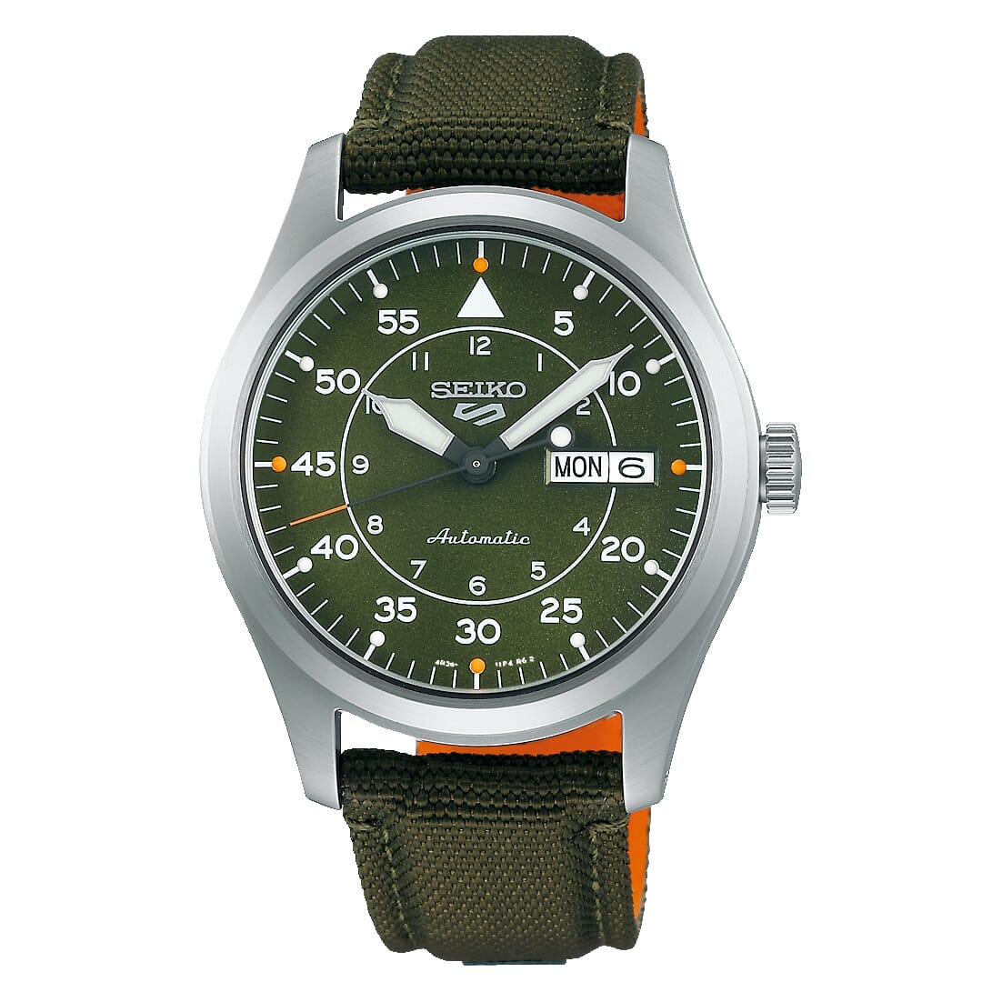Seiko 5 Sports Military Flieger Automatic Green Dial Green NATO Strap Mens Watch SRPH29K1