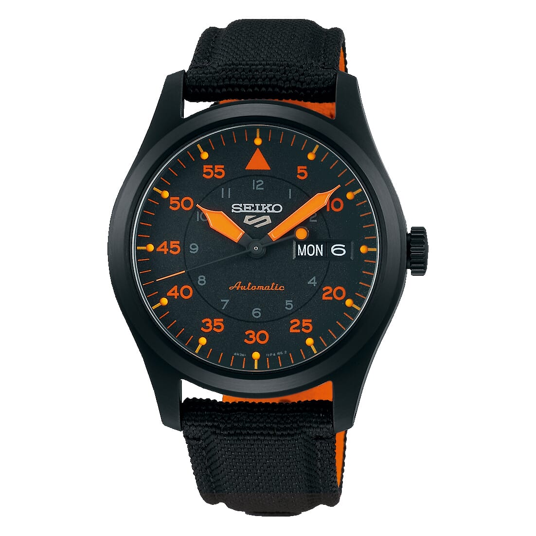 Seiko 5 Sports Military Flieger Automatic Black Dial Black Nato Strap Mens Watch Srph33K1