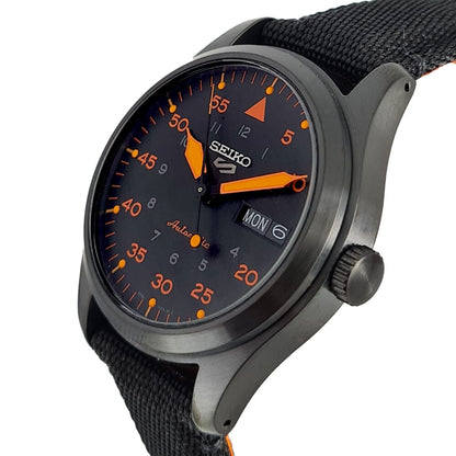 Seiko 5 Sports Military Flieger Automatic Black Dial Black Nato Strap Mens Watch Srph33K1