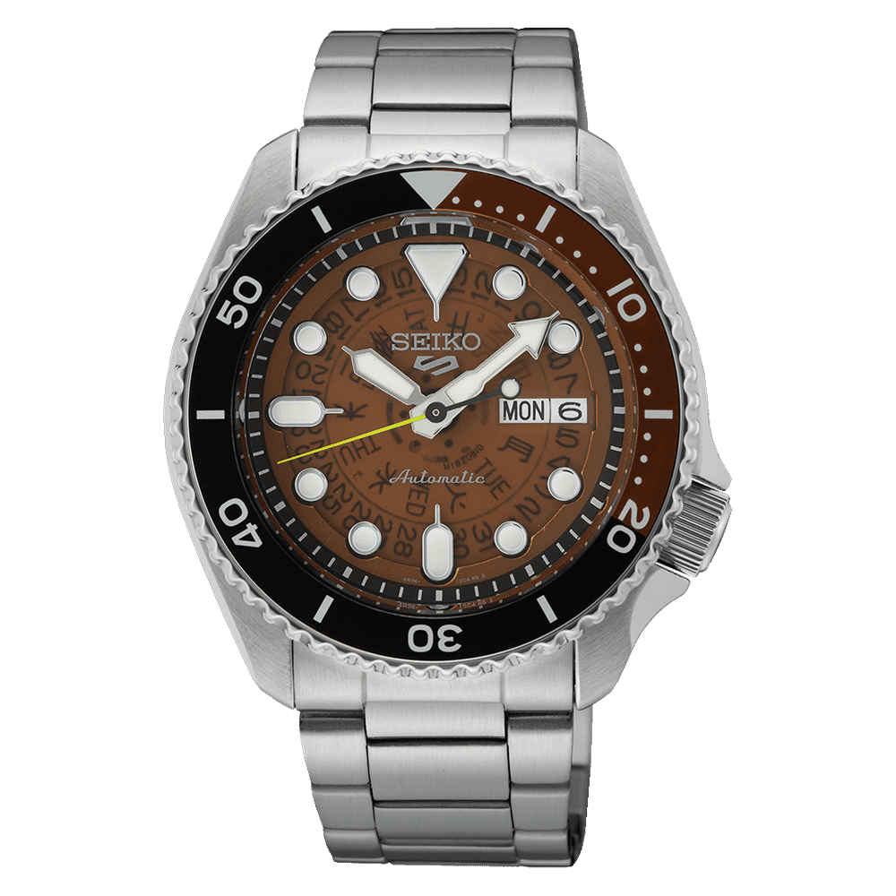 Seiko 5 Sports SKX Skeleton Style Brown Dial SRPJ47K1, bracelet