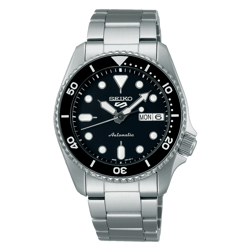 سيكو 5 سبورتس SKX 38 مم أسود سوار ستانلس ستيل SRPK29K1، أسود/رمادي، سوار