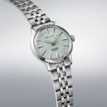 Seiko Presage Green Dial Stainless Steel Watch for Ladies SRPL63J