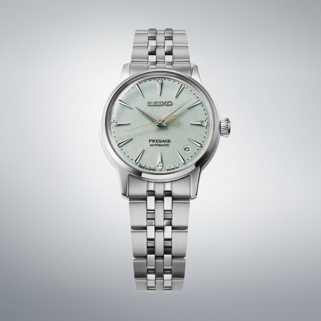 Seiko Presage Green Dial Stainless Steel Watch for Ladies SRPL63J