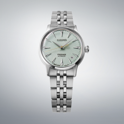 Seiko Presage Green Dial Stainless Steel Watch for Ladies SRPL63J