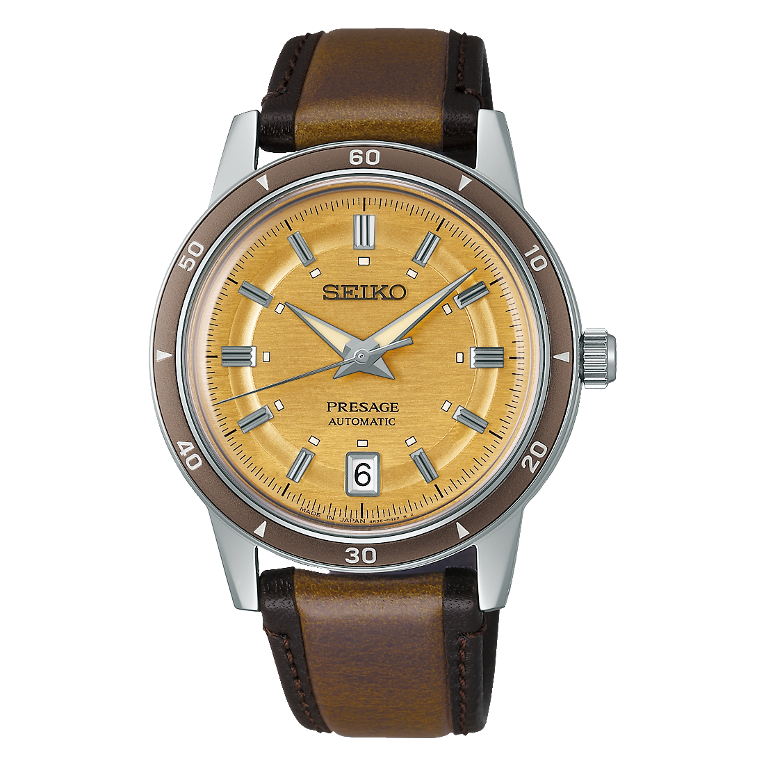 Seiko Presage Beige Dial Leather Watch for Men SRPL75J