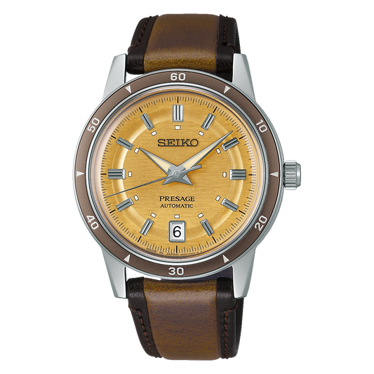 Seiko Presage Beige Dial Leather Watch for Men SRPL75J