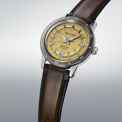 Seiko Presage Beige Dial Leather Watch for Men SRPL75J