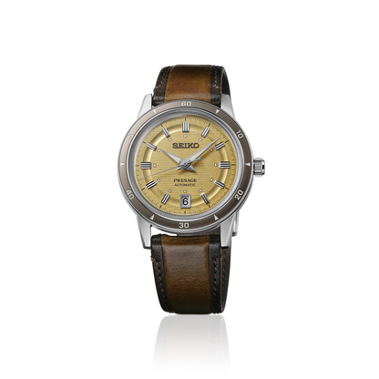 Seiko Presage Beige Dial Leather Watch for Men SRPL75J