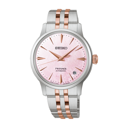 Seiko Presage Pink Dial Stainless Steel Cocktail Time Limited Edition SRPM06J