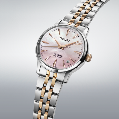 Seiko Presage Pink Dial Stainless Steel Cocktail Time Limited Edition SRPM06J