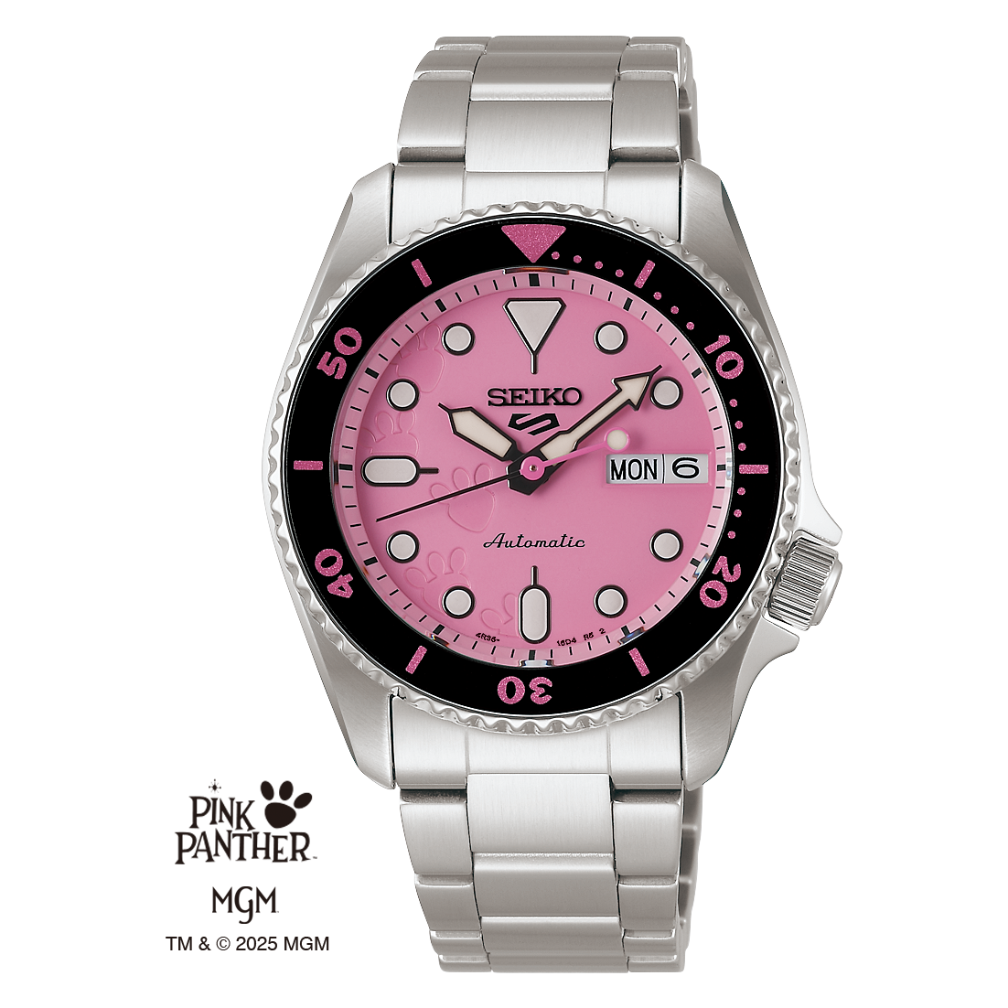 Seiko 5 Sports Pink Dial Stainless Steel Automatic Men's Watch SRPM07K1