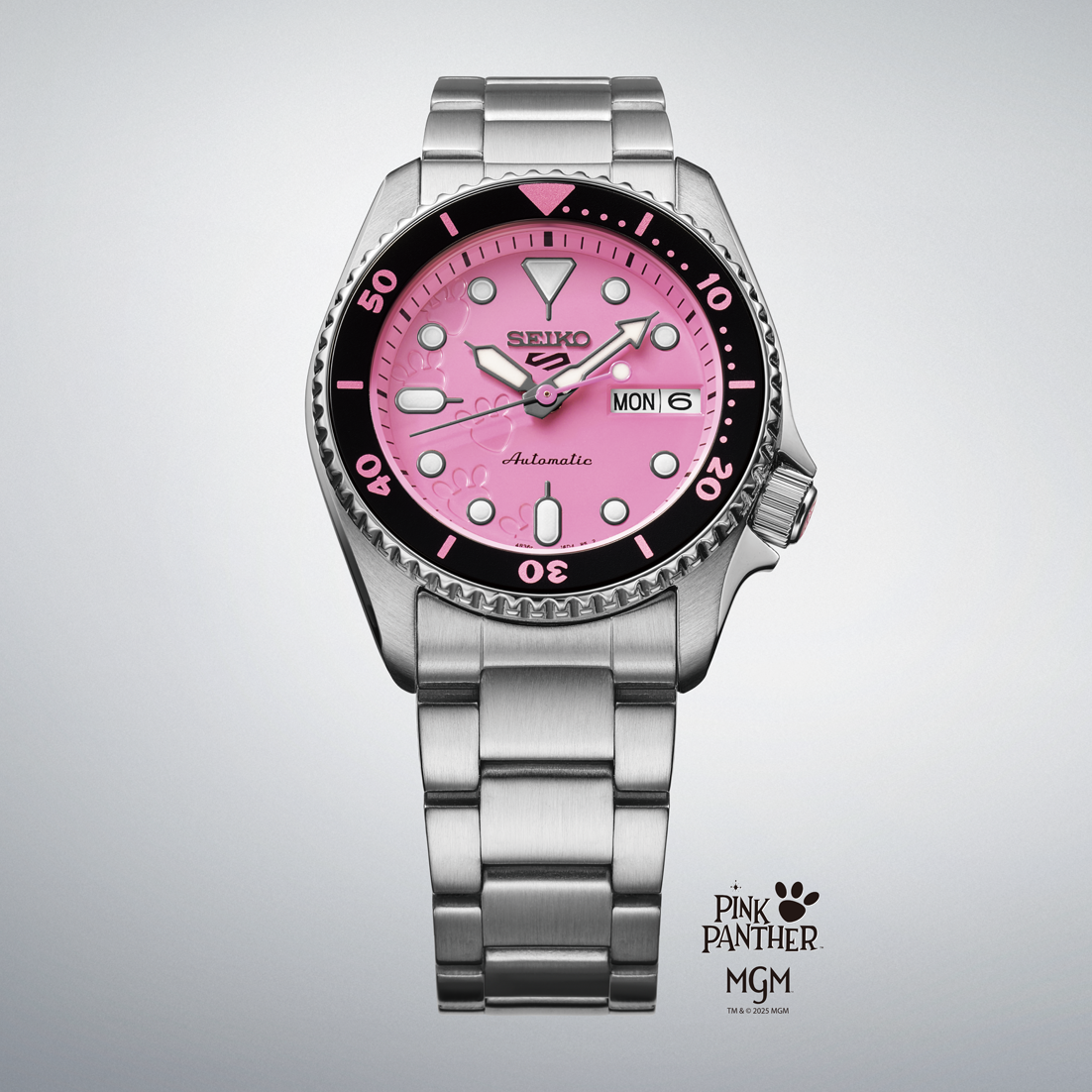 Seiko 5 Sports Pink Dial Stainless Steel Automatic Men's Watch SRPM07K1
