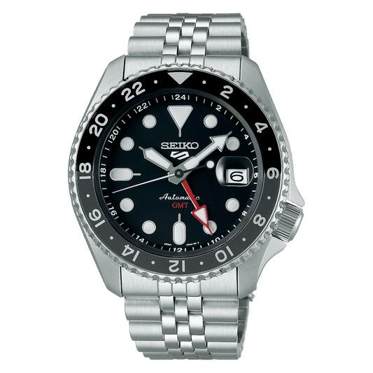 ساعة سايكو 5 سبورتس SSK GMT أوتوماتيكية للرجال بمينا أسود SSK001K1