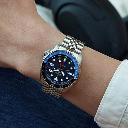 ساعة سيكو 5 سبورتس SSK GMT للرجال بمينا أزرق أوتوماتيكية SSK003K1