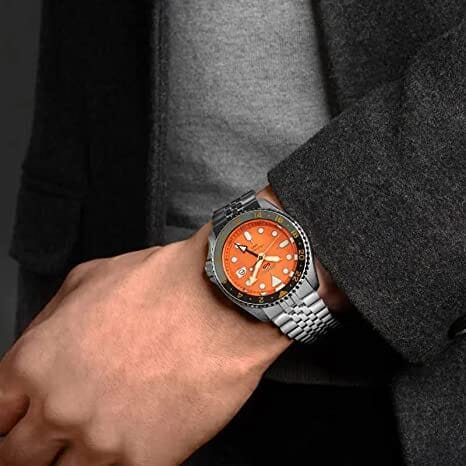 Seiko 5 Sport orange automatic watch SSK003K1 series GMT SKX Mikan Orange, bracelet