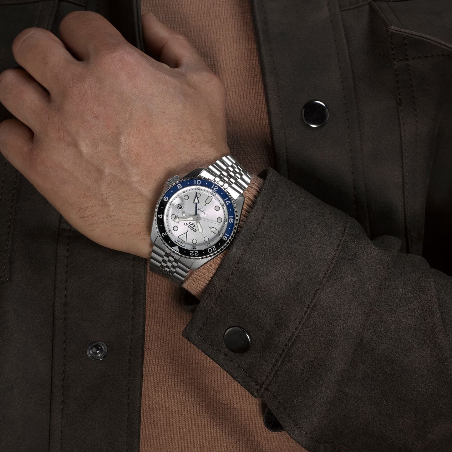 سيكو 5 سبورتس SKX GMT أزرق سماوي، فضي سحابي SSK033K1
