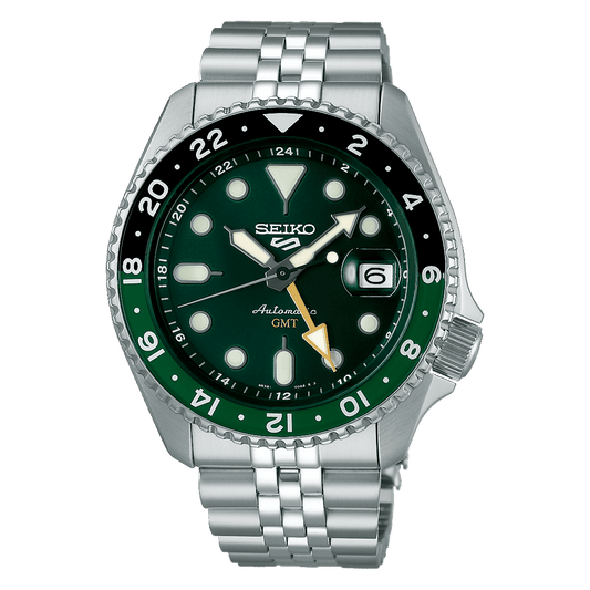 ساعة رجالي سيكو 5 سبورتس SSK GMT أوتوماتيكية بمينا أخضر SSK035K1