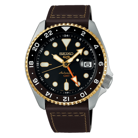 ساعة سيكو 5 سبورتس SSK GMT أوتوماتيكية للرجال بمينا أبيض SSK036K1