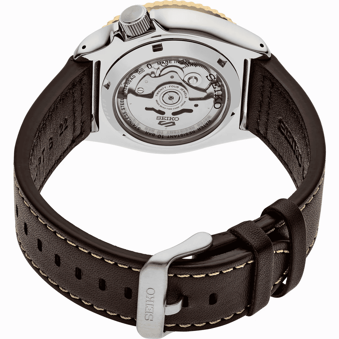 ساعة سيكو 5 سبورتس SSK GMT أوتوماتيكية للرجال بمينا أبيض SSK036K1