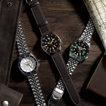 ساعة سيكو 5 سبورتس SSK GMT أوتوماتيكية للرجال بمينا أبيض SSK036K1