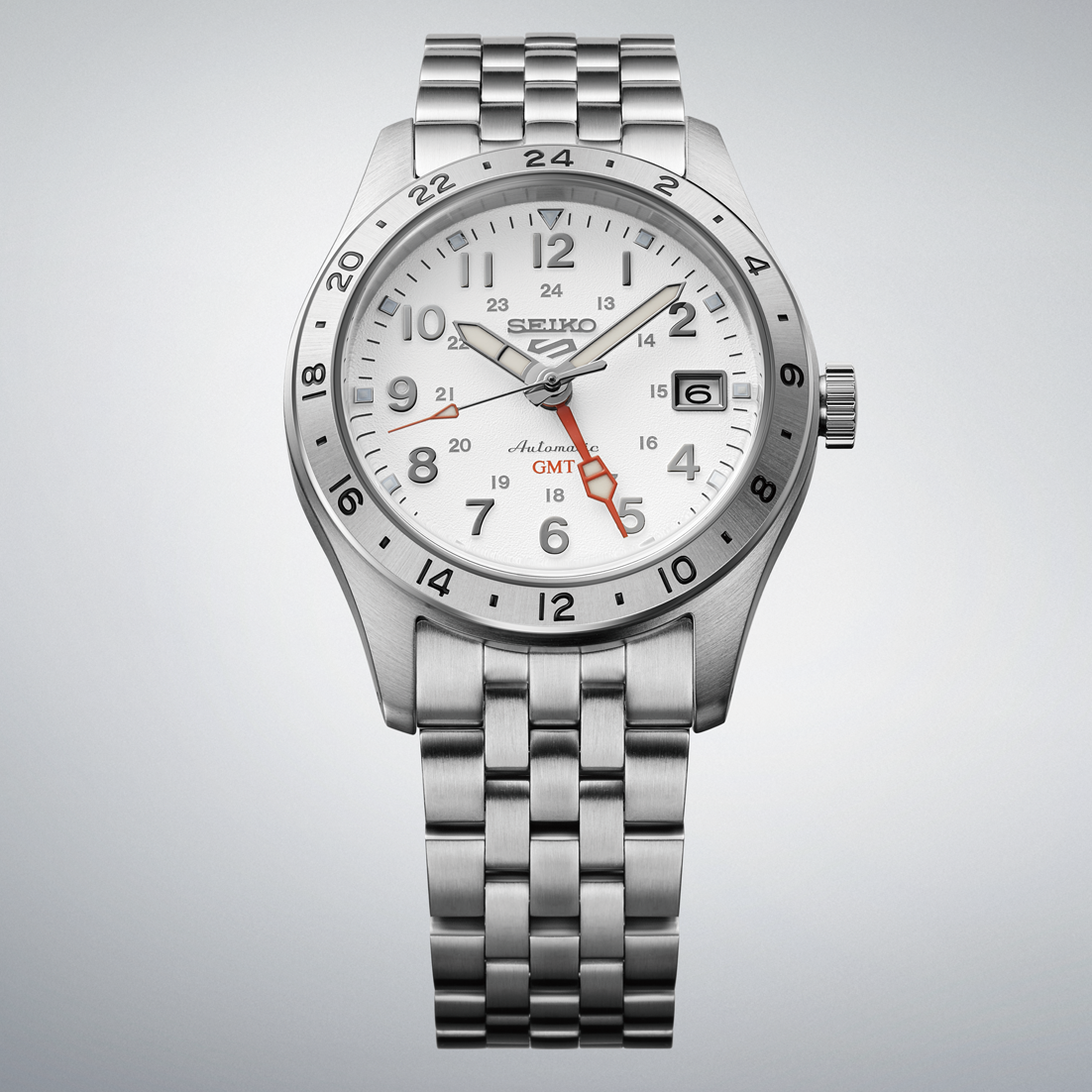 Seiko 5 Sports white Dial Stainless-Steel Automatic  Men's Watch SSK059K1