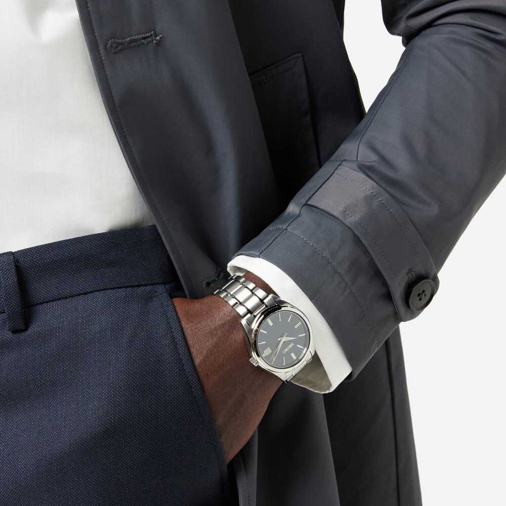 ساعة سيكو رجالية من الستانلس ستيل بمينا أزرق طراز SUR309P