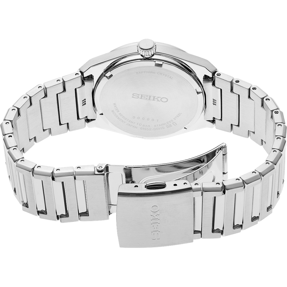 Seiko Essential White Dial stainless steel bracelet watch for men SUR553P