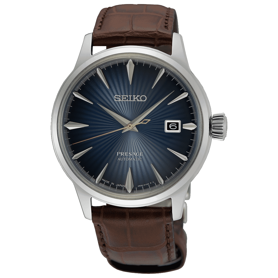 SEIKO PRESAGE BLUE DIAL MECHANICAL LEATHER WATCH for men SRPK15J