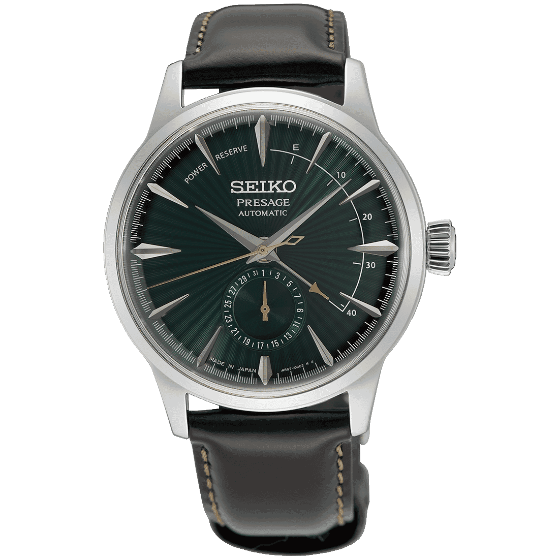 SEIKO PRESAGE GREEN DIAL MECHANICAL LEATHER WATCH for men SSA459J