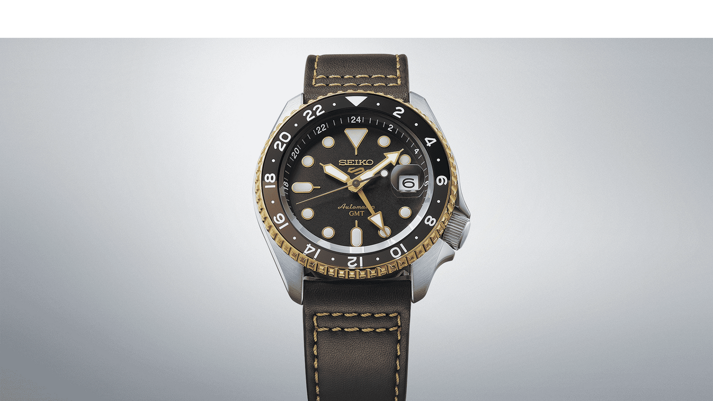 ساعة سيكو 5 سبورتس SSK GMT أوتوماتيكية للرجال بمينا أبيض SSK036K1